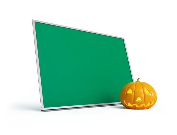 Halloween tök és tábla — Stock Fotó
