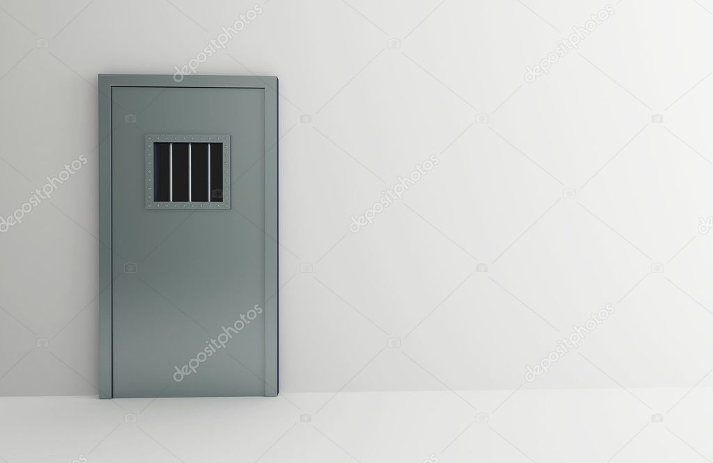 Steel door on white background