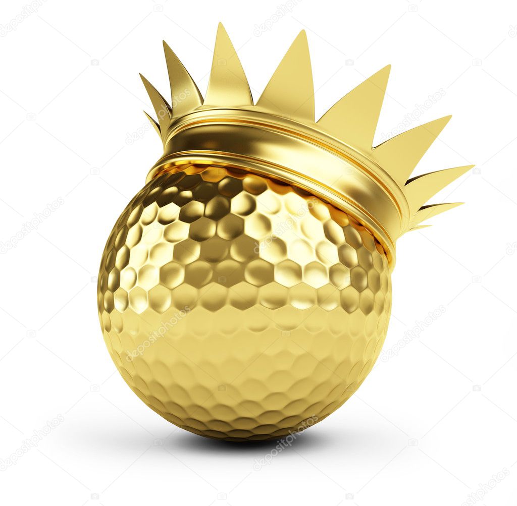 Golf ball gold crown — Stock Photo © 3dfoto #4132409
