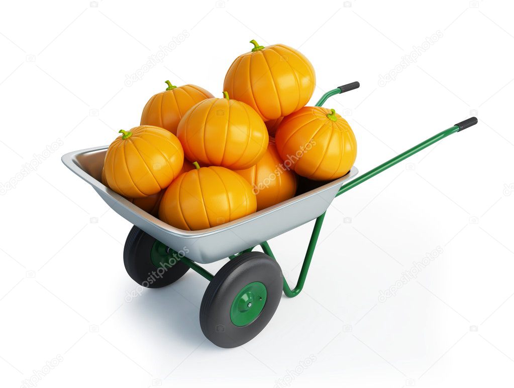 Wheelbarrow halloween pumpkins