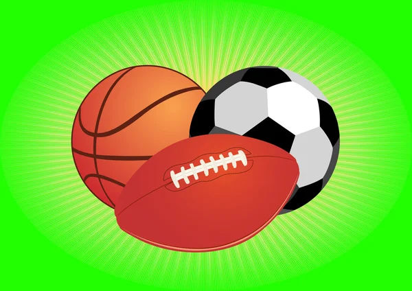 Equipamento Desportivo Bolas Futebol Basquete — Vetor de Stock