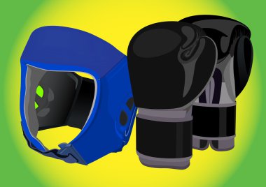 Helmet and boxing gloves, outfitting a boxer clipart