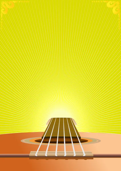 Fond jaune avec une guitare — Image vectorielle