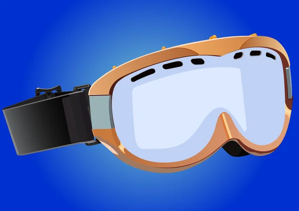 Skibrille Mit Blauem Hintergrund Artikel Skiausrüstung — Stockvektor