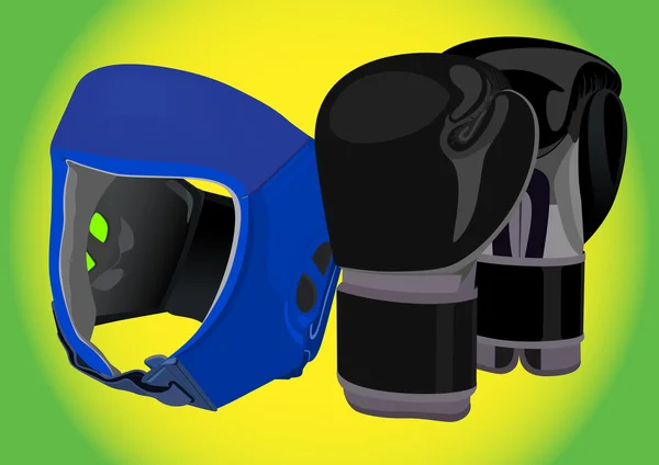 Helmet Boxing Gloves Outfitting Boxer — Stock Vector