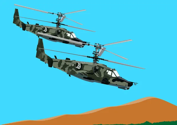 Enlace helicópteros de combate — Vector de stock
