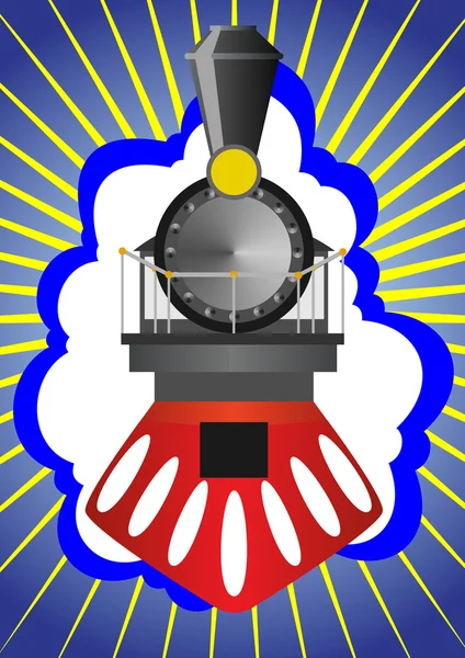 Restaurierte Lokomotive Auf Blauem Abstrakten Hintergrund — Stockvektor