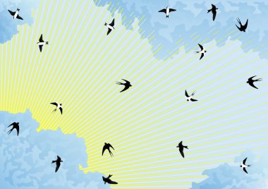 Birds in the sky clipart