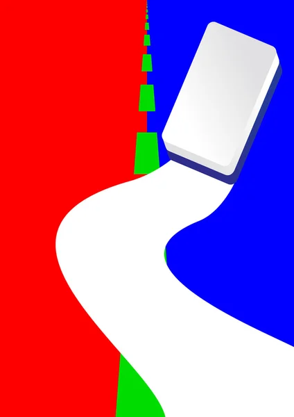 Abstraktní Červeno Modré Pozadí Proti Němuž Guma Vymaže Tečkovanou Čáru — Stockový vektor