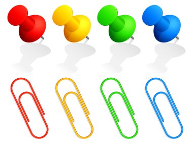 Pins and paper clips. clipart