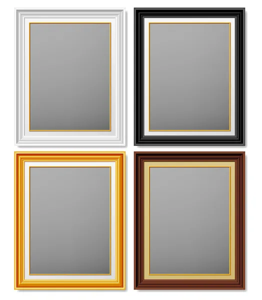 Weiße Schwarze Goldene Und Braune Rahmen Für Fotografien — Stockvektor