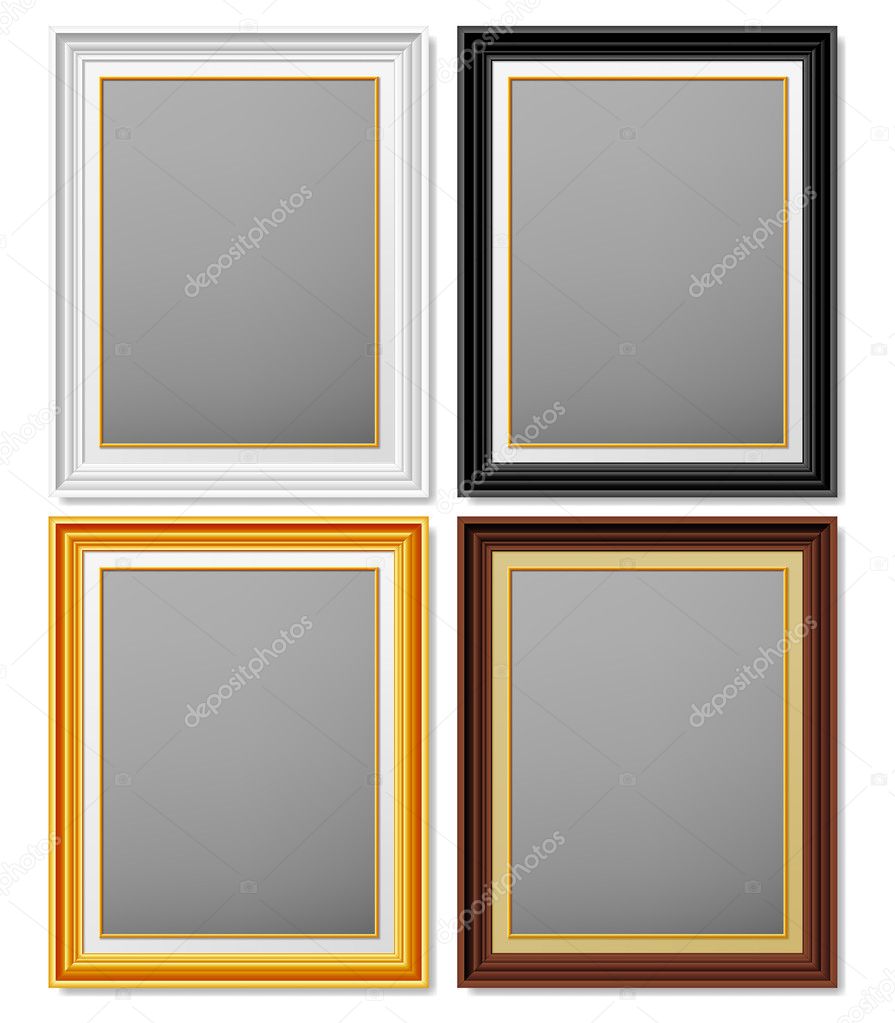 White, black, golden and brown frames for photographs.