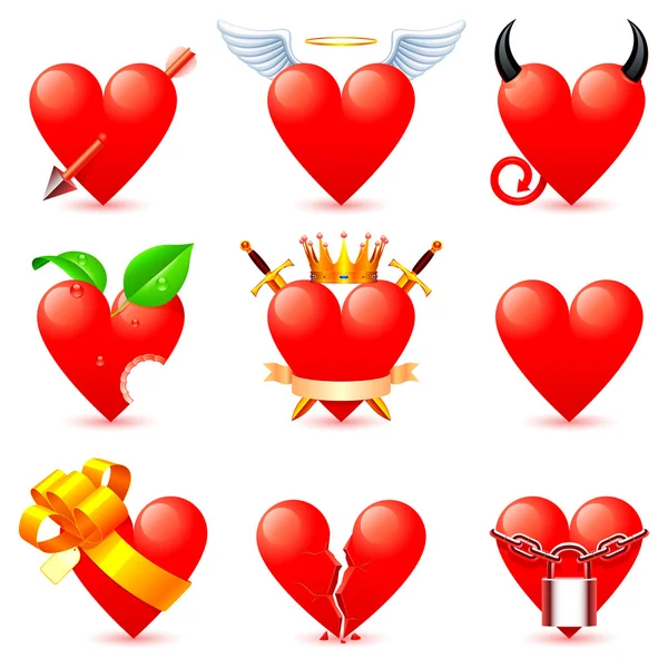 Set Heart Icons — Stock Vector