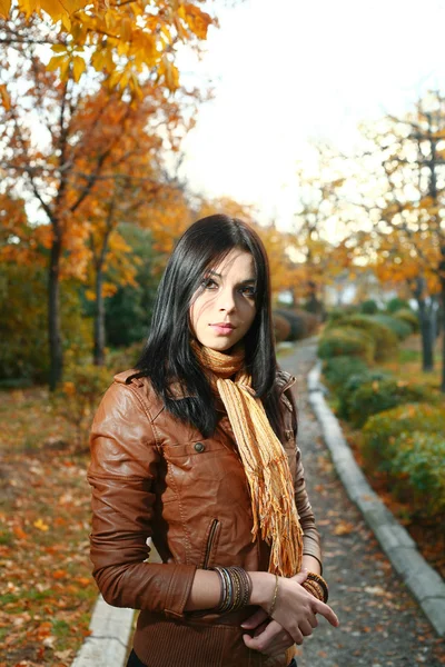 Sevimli kız açık sonbahar — Stok fotoğraf