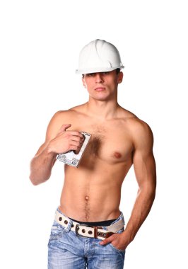 Handsome guy shirtless clipart