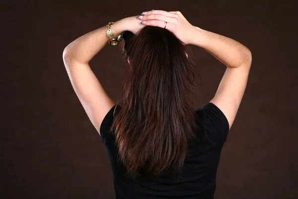 Brunette femme aux cheveux sains — Photo