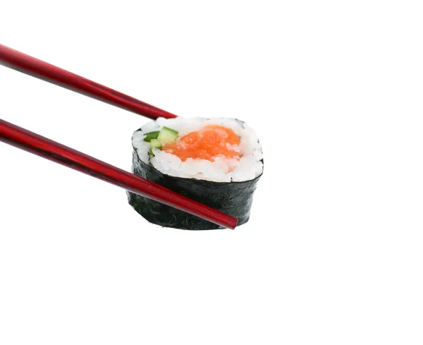 Stäbchen Mit Sushi Vor Reinweißem Hintergrund — Stockfoto