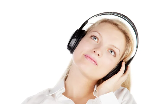 Young blonde with headphones — Stock Photo, Image