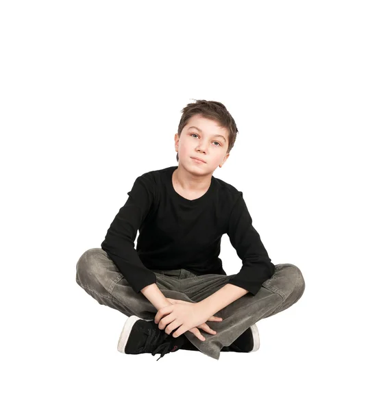 Porträt Eines Lächelnden Jungen Isoliert Auf Weißem Hintergrund — Stockfoto