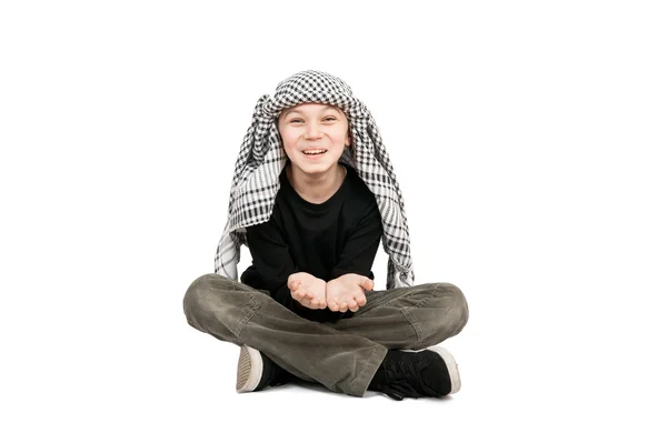 Portret Van Een Lachende Jongen Geïsoleerd Witte Achtergrond — Stockfoto