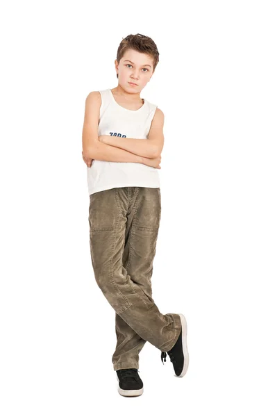 흰색 배경에 고립 된 소년 — 스톡 사진