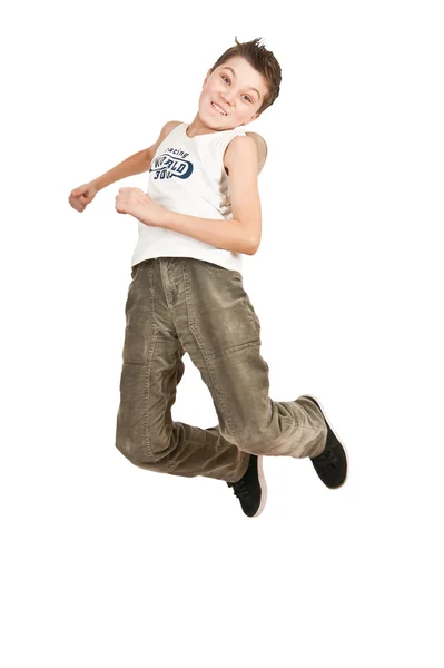 Портрет Усміхненого Хлопчика Ізольовано Білому Тлі — стокове фото