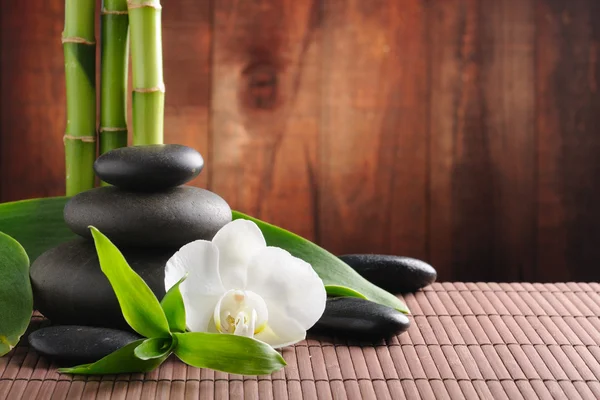 Wellness Konzept Zen Basaltsteine Und Orchidee — Stockfoto