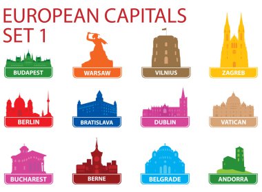 European capital symbols clipart