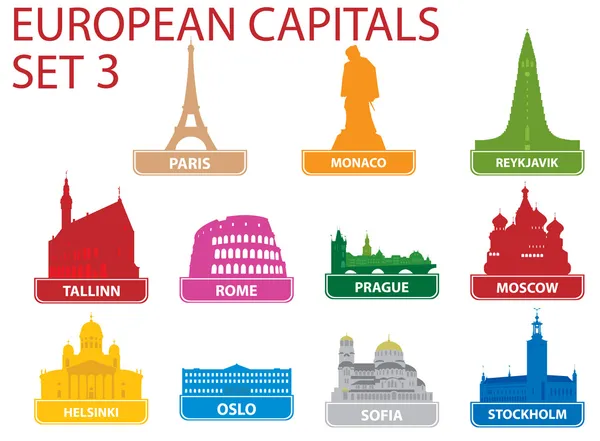 Símbolos capitales europeos — Archivo Imágenes Vectoriales