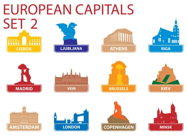 Europese hoofdstad symbolen — Stockvector