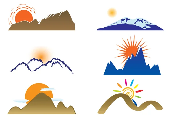Gunung dan matahari - Stok Vektor