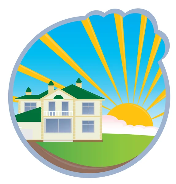 Haus und Sonne — Stockvektor