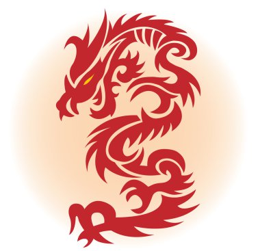 Red dragon. Vector illustration clipart