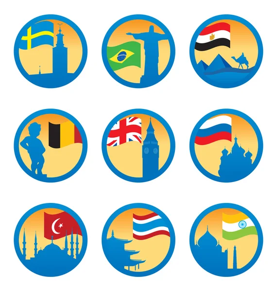 Bandiere Simboli Illustrazione Vettoriale Tuo Design — Vettoriale Stock