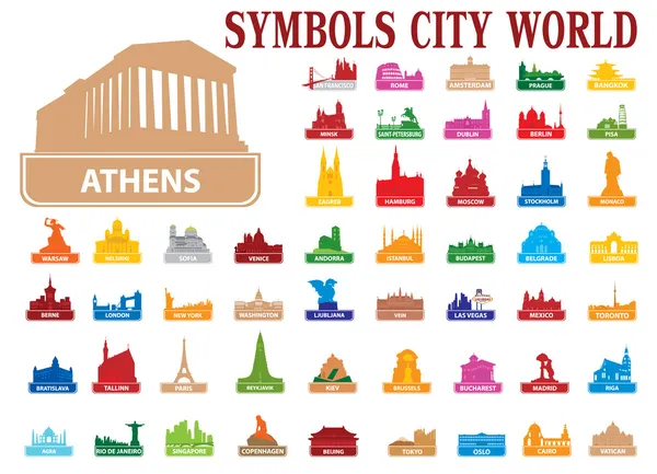 Símbolos ciudad mundo — Vector de stock