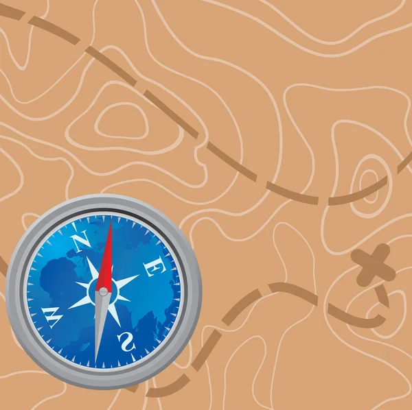 Mapa a kompas — Stockový vektor