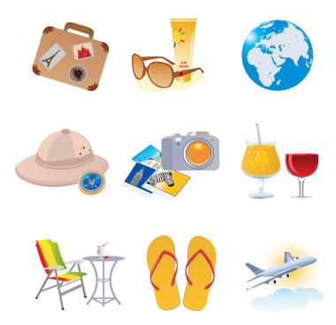 Tourism and vacation icons clipart