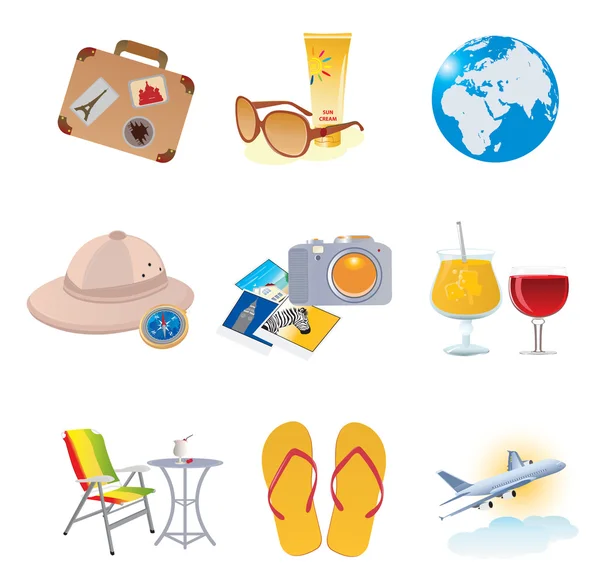 Turistika a dovolená ikony — Stockový vektor