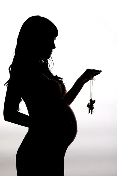 Siluet Güzel Bir Hamile Kadın — Stok fotoğraf