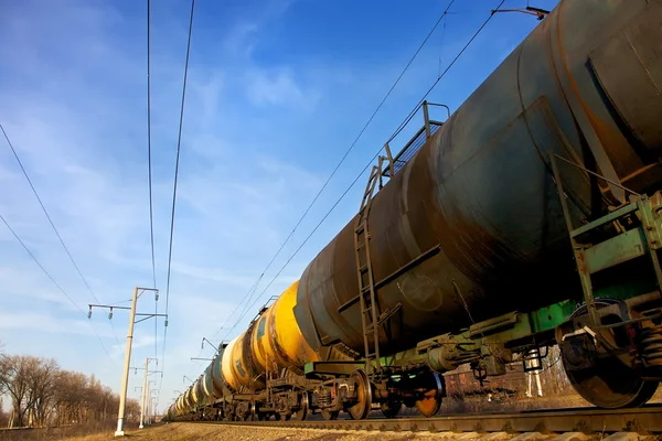Öltransport Tanks Auf Der Schiene Stockfoto
