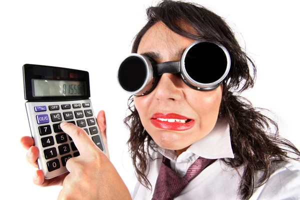 Žena s kalkulačkou — Stock fotografie
