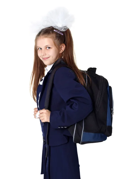 Schoogirl with backpack — Stock Photo, Image