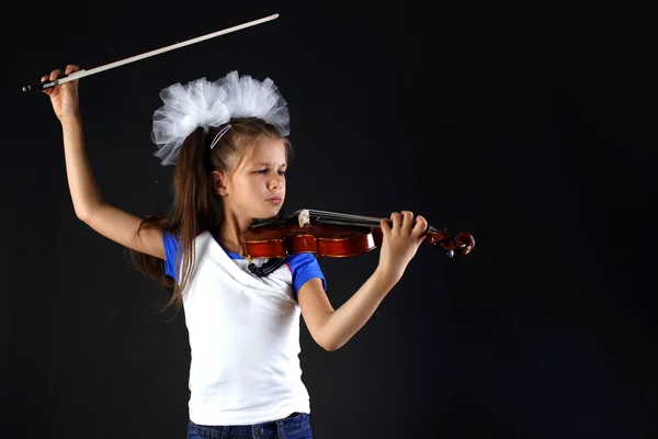 Girl and violin — Stock Photo, Image