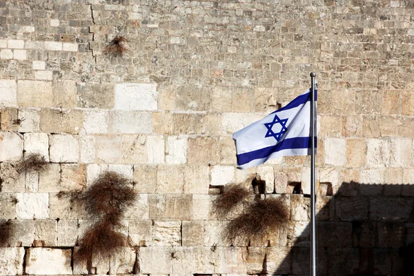 Klassiska Jerusalem - flagga Israel bakgrund klagomuren (Kote — Stockfoto