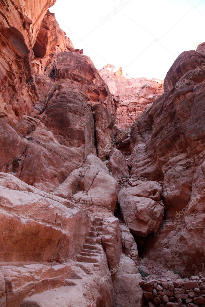 Siq canyon in Petra City of Jordan, Middle East