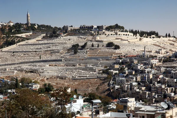 El Monte de los Olivos en Jerusalén, vista desde uno de los tejados en — Foto de Stock