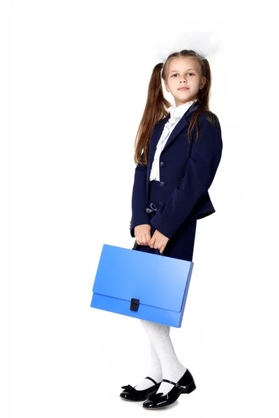 Little girl with briefcase — Stock Photo, Image