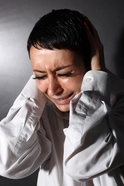 Depresja, ból głowy kobiety — Zdjęcie stockowe