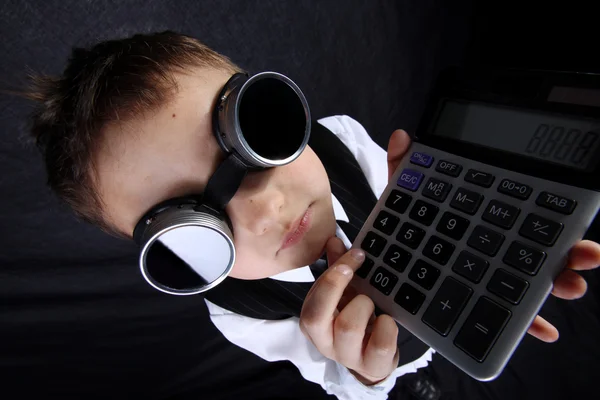 Boy with calculator — Stock Photo, Image