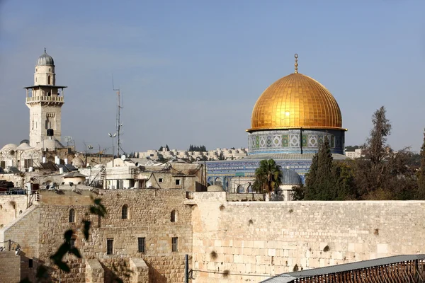 Ściana płaczu (Ściana płaczu, kotel) i kopuła na skale w Jerusalem — Zdjęcie stockowe
